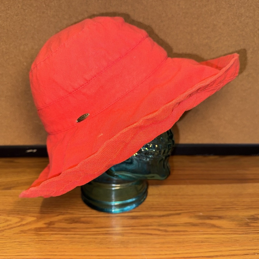 Scala Collezione Women's Salmon Cotton Canvas Sun Bucket Hat w Wide Brim